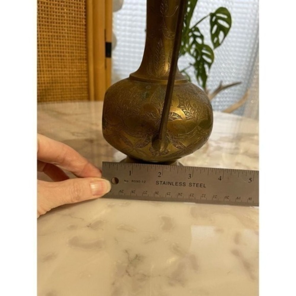 Vintage Etched Brass Aftaba function Teapot India brass Decorative Pitcher vase - Picture 13 of 16